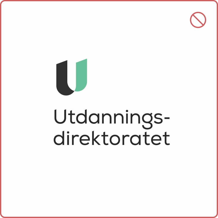 Logosymbol på egen linje over teksten Utdanningsdirektoratet