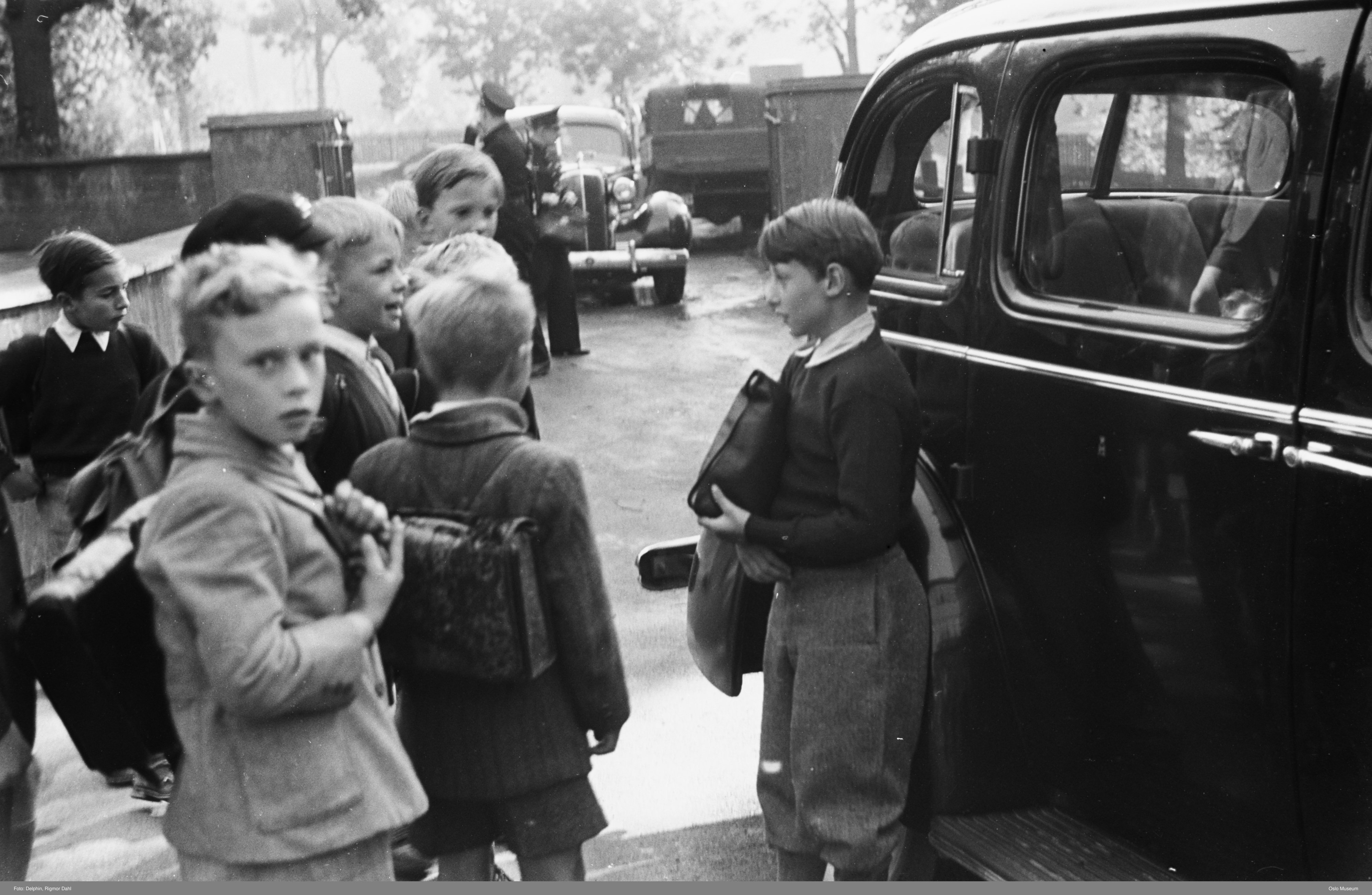 Prins Haralds f&oslash;rste skoledag i Norge, 11 september 1945 p&aring; Smestad skole. Foto: Rigmor Dahl Delphin