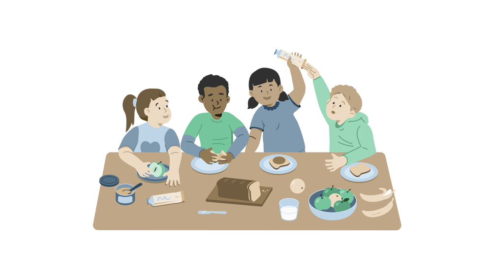 Ungdommer som spiser lunsj sammen  